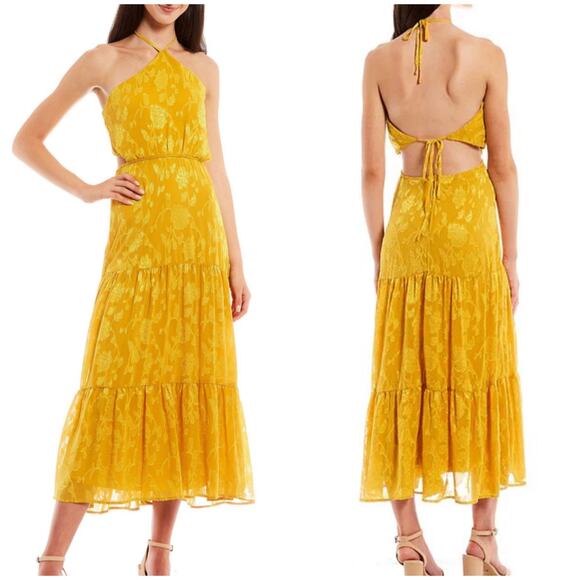 Speechless NWT Halter Open Back Tiered Floral Burnout Maxi Dress Size 7 Juniors - Picture 2 of 11